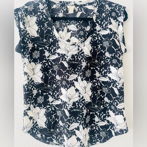 Floral Black and White Women's Top